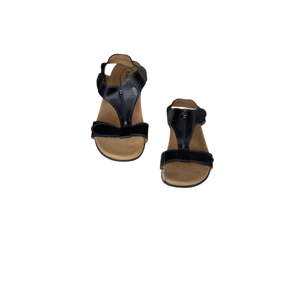 Taos Trulie Black Leather T-Strap Comfort Sandals Women 9W
